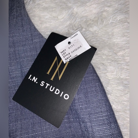 I. N. Studio Women’s Navy Blue Denim Like Vest Open Front w/ Collar Sz 8 NWT - Picture 11 of 12